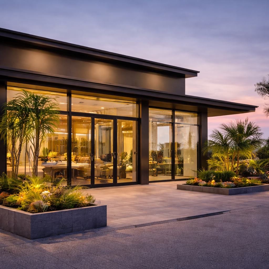 modern office building at twilight